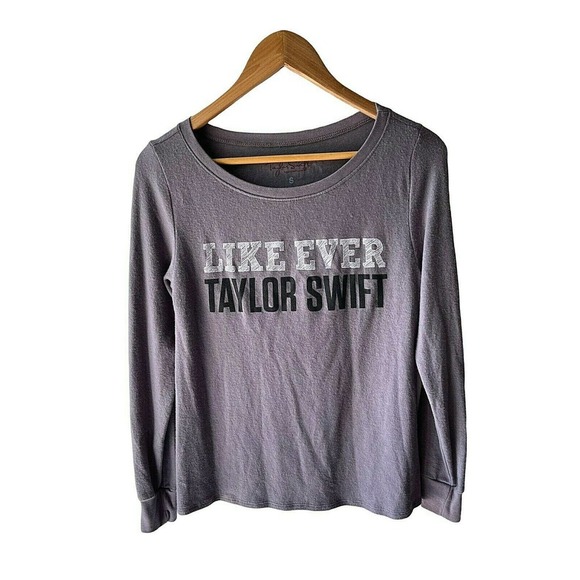 Taylor Swift Tops - TAYLOR Swift Size S Gray Like Ever Long Sleeve Stretch Knit Fuzzy Top